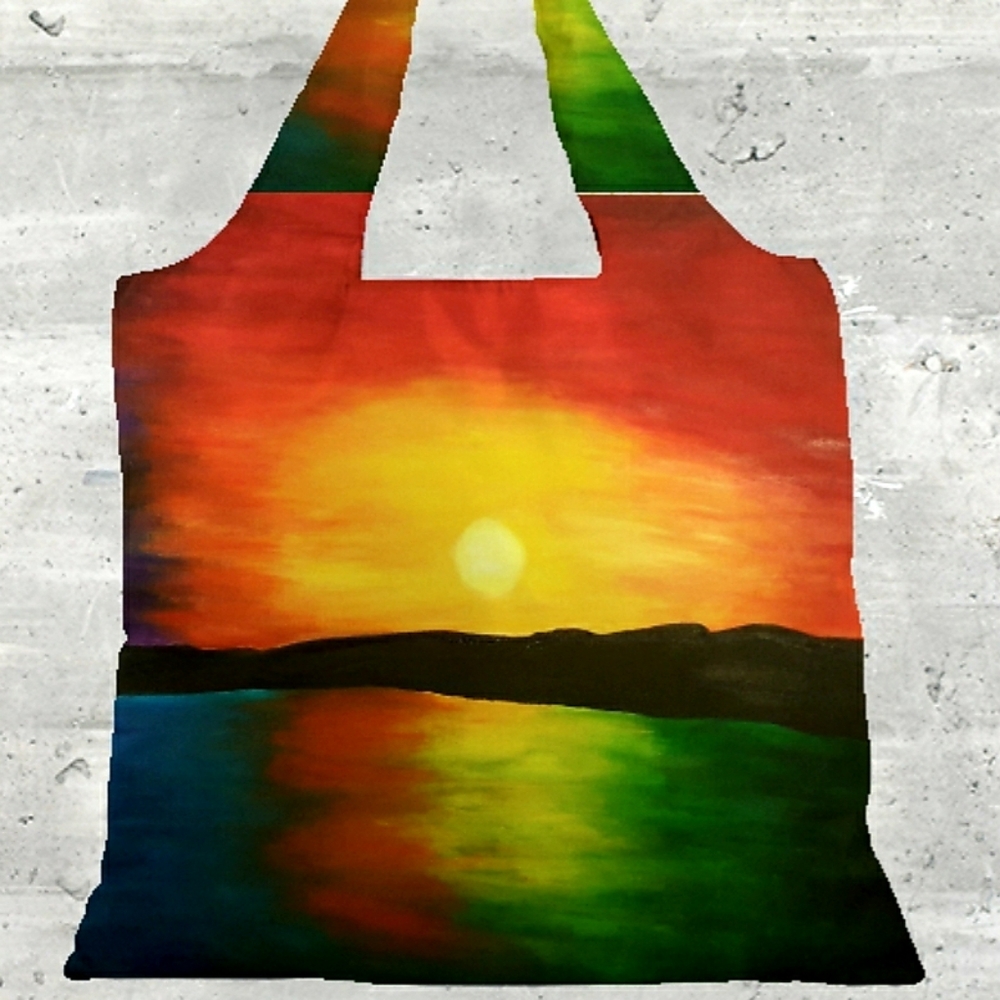 "Rainbowed Sunset" Foldaway Tote